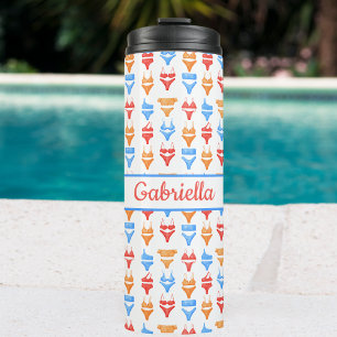 Fun Colourful Summer Pool Beach Personalised Name Thermal Tumbler