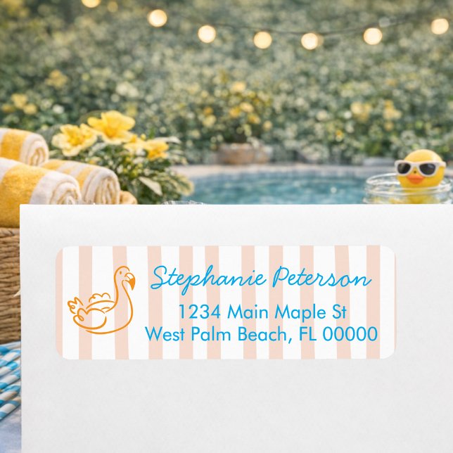 Fun Colourful Summer Pool Floatie Return Address (Creator Uploaded)