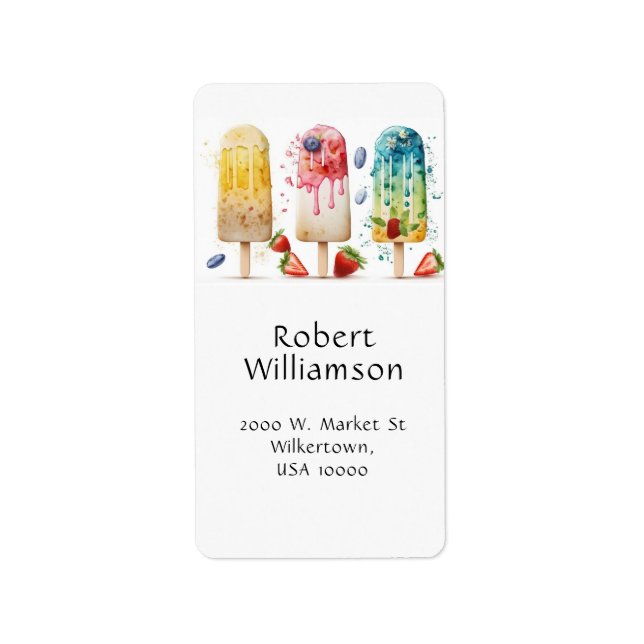 Fun, Colourful Summer Popsicles  Label (Front)