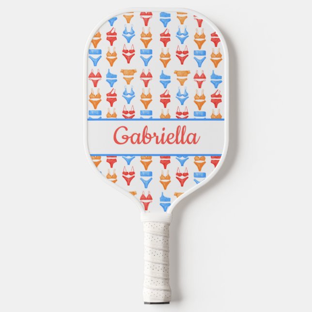 Fun Colourful Summer Swim Personalised Bachelorett Pickleball Paddle (Front)