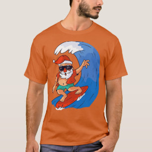 Fun Colourful Surfing Santa with Giant Pipeline Wa T-Shirt