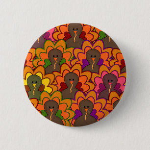 Fun Colourful Thanksgiving Turkeys 6 Cm Round Badge