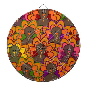 Fun Colourful Thanksgiving Turkeys Dartboard