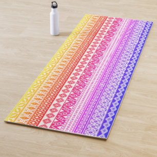 FUN Colourful Tribal Black White Reverse Editable Yoga Mat