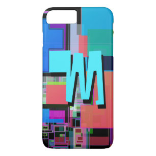 Fun Colourful Turquoise Blue Geometric Monogram Case-Mate iPhone Case