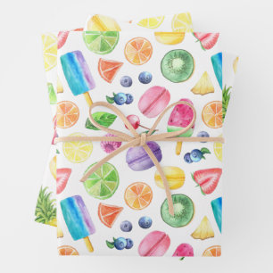 Fun Colourful Tutti Fruitti Tropical Wrapping Paper Sheet