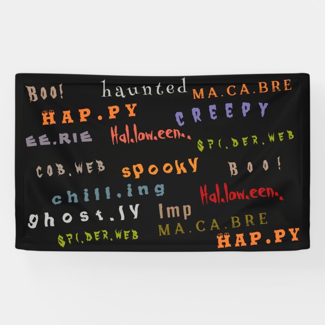 Fun & Colourful Typography Pattern, Halloween Banner (Horizontal)