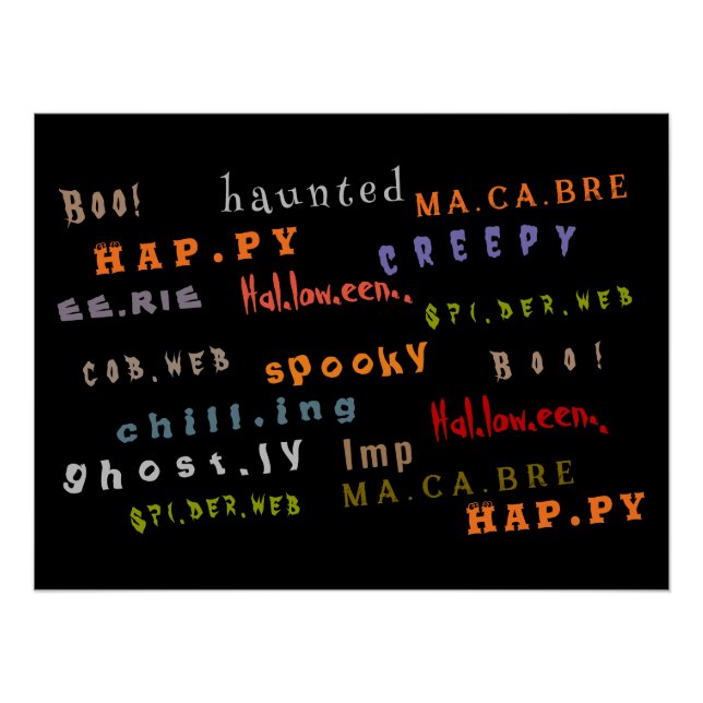 Fun & Colourful Typography Pattern, Halloween Poster (Front)