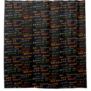 Fun & Colourful Typography Pattern, Halloween Shower Curtain