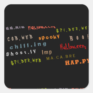 Fun & Colourful Typography Spirit Halloween Square Sticker