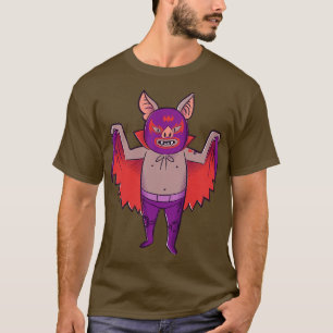 Fun Colourful Vampire Bat Luchador Wrestler Sketch T-Shirt