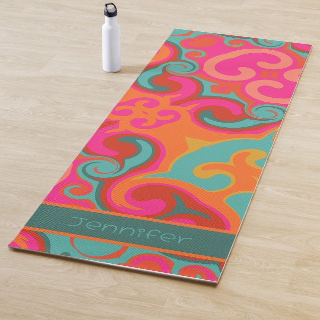  Fun Colourful Vibrant Abstract Swirls Inspirivity Yoga Mat (In Situ)