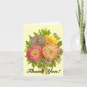 Fun, Colourful, Vintage Look Flowers "Thank You!" Card