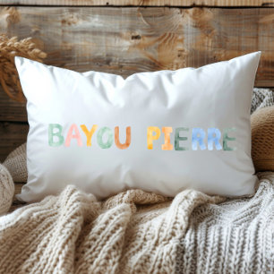 Fun Colourful Watercolor Bayou Pierre Louisiana Lumbar Cushion