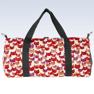 Fun Colourful Watercolor Cat Pattern Duffle Bag