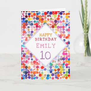 Fun Colourful Watercolor Paint Blots Kids Birthday Card