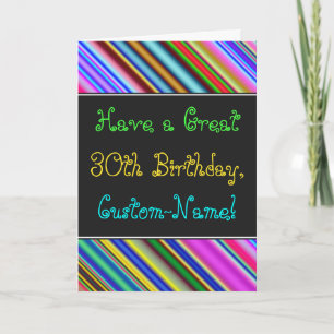 Fun, Colourful, Whimsical 30th Birthday Card
