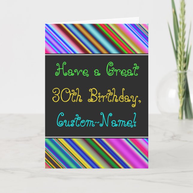 Fun, Colourful, Whimsical 30th Birthday Card (Front)