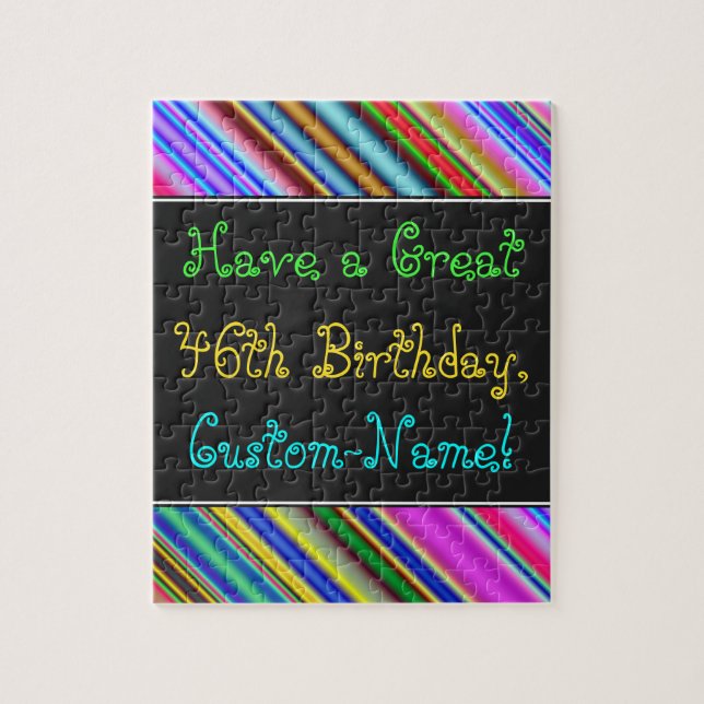 Fun, Colourful, Whimsical 46th Birthday Puzzle (Vertical)