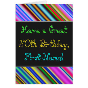 Fun, Colourful, Whimsical 50th Birthday Card