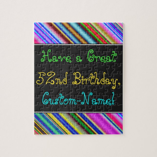 Fun, Colourful, Whimsical 52nd Birthday Puzzle (Vertical)