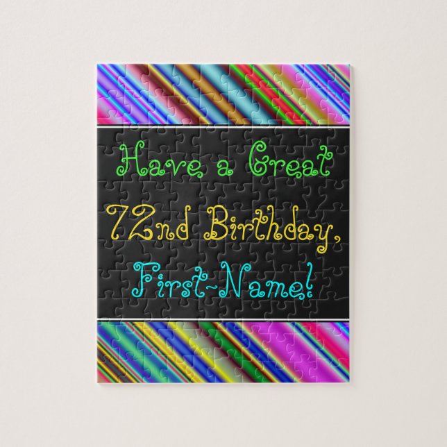 Fun, Colourful, Whimsical 72nd Birthday Puzzle (Vertical)