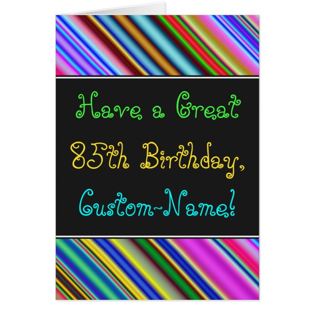 Fun, Colourful, Whimsical 85th Birthday Card (Front)