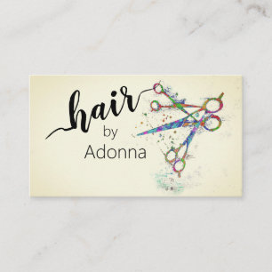 fun colourful whimsical scissors art ivory  business card