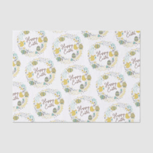 Fun Colourful Wreath Joyful Chicks Eggs Greeting Tissue Paper