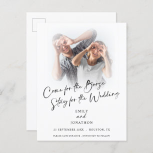 Fun Come For Booze Photo Save The Date Announcement Postcard