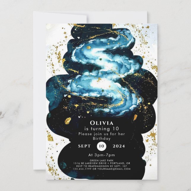 Fun Comet Space Birthday Invitation (Front)