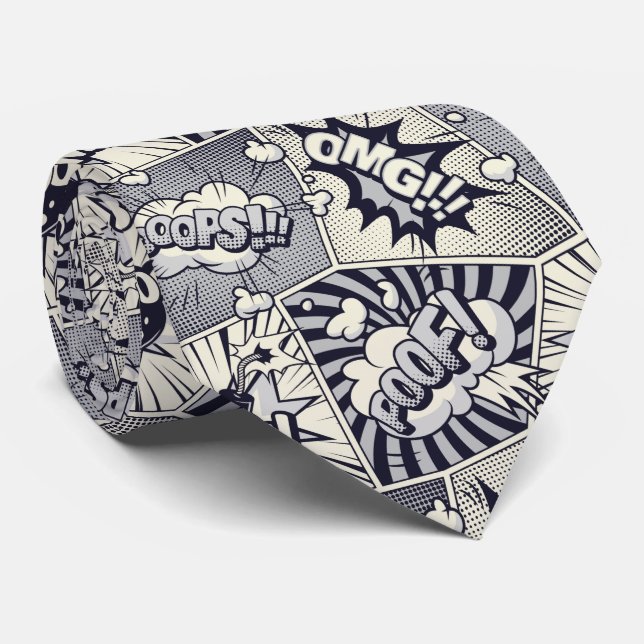 Fun Comic Cartoon Graphic Art Speech Bubbles Tie (Rolled)