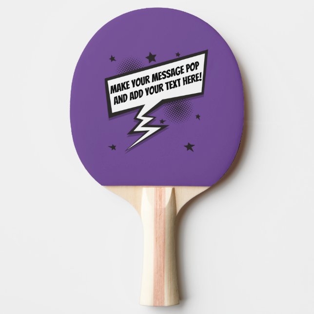 Fun comic style callout speech bubble ping pong paddle (Front)