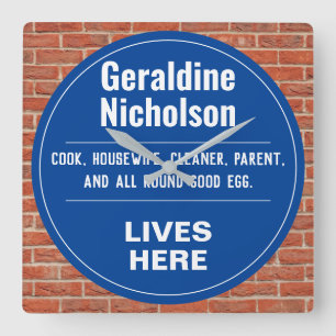 Fun Commemorative Style Wall Plaque Square Wall Clock