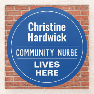 Fun Community Nurse Wall Plaque Style Glass Coaster