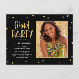 Fun Confetti Graduation Party Invitation Postcard