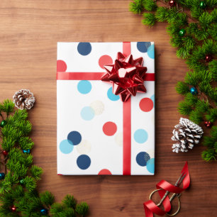 FUN CONFETTI SPOTS birthday present red blue gold Wrapping Paper