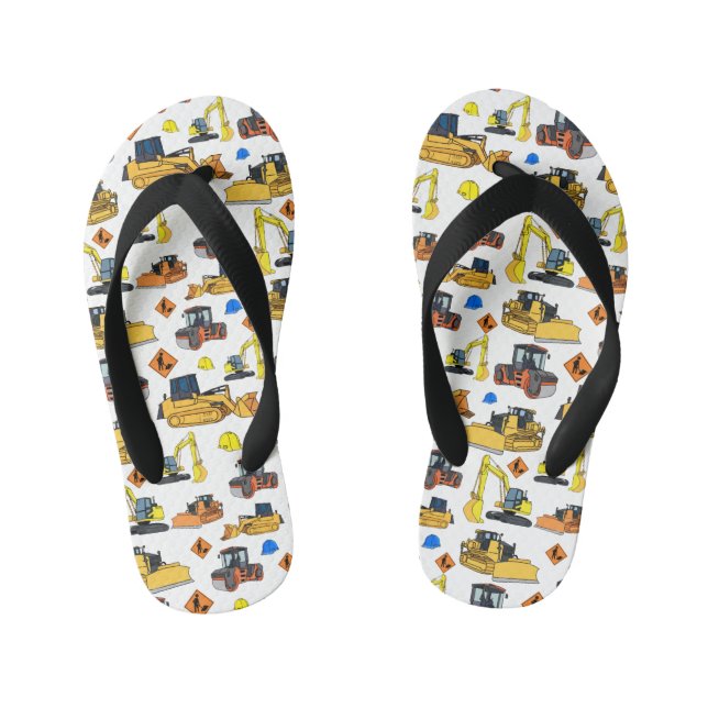 Fun Construction Vehicles Pattern Kid's Jandals (Footbed)