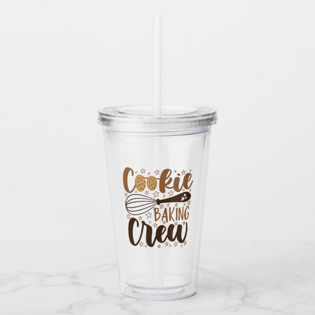 Fun Cookie Baking Crew Design Acrylic Tumbler (Front)