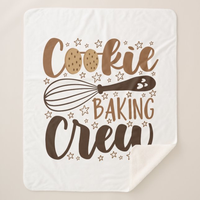 Fun Cookie Baking Crew Design Sherpa Blanket (Front)