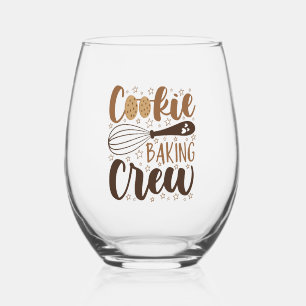 Fun Cookie Baking Crew Design Stemless Wine Glass