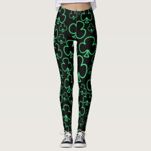 Fun Cool and Unique Pattern of Neon Shamrocks Leggings