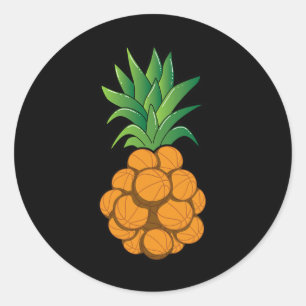 Fun cool basketball pineapple design - graphic art classic round sticker