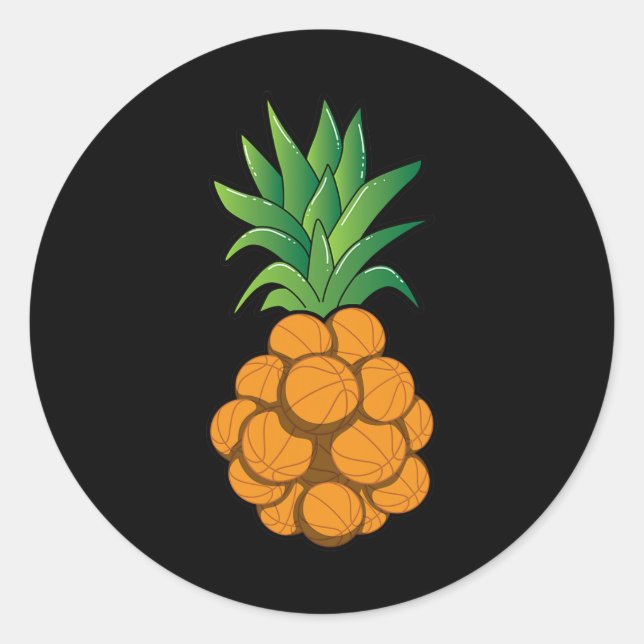 Fun cool basketball pineapple design - graphic art classic round sticker (Front)