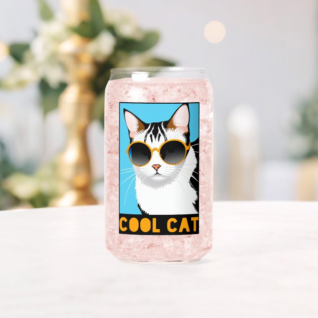 Fun Cool Cat Can Glass (Insitu (Wedding))