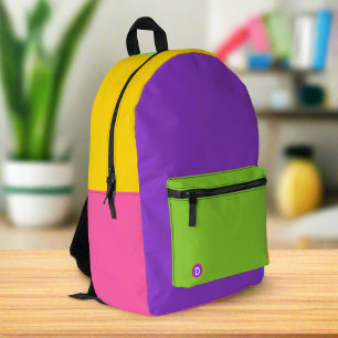 Fun Cool Colourful Monogram Back to school Printed Backpack