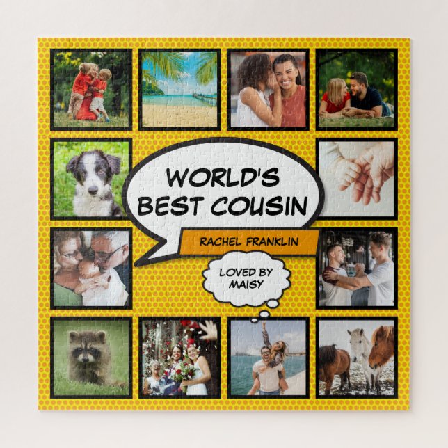 Fun Cool Cousin Modern Comic Book Photo Collage Jigsaw Puzzle (Vertical)