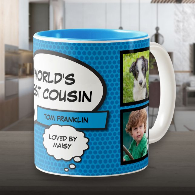 Fun Cool Cousin Modern Photo Collage Two-Tone Coffee Mug (Fun Cool Cousin Modern Photo Collage Two-Tone Coffee Mug)