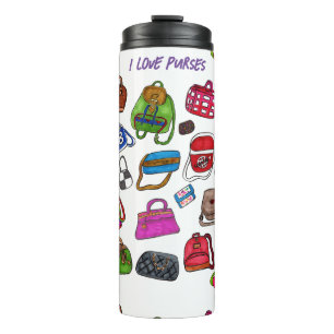 Fun Cool Fashion Illustrated Purse Pattern  Thermal Tumbler