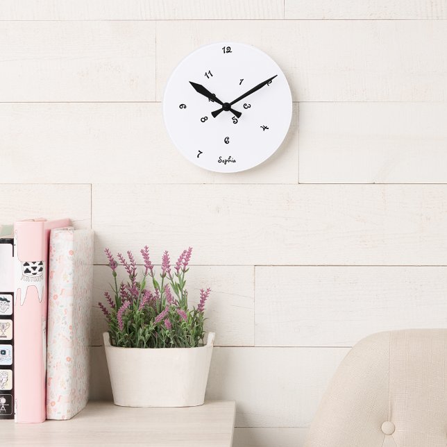 Fun Cool Jumbled Hours Custom Name Kids Room Decor Round Clock (Funny Jumbled Hours Children Nursery Bedroom Decor Round Clock)